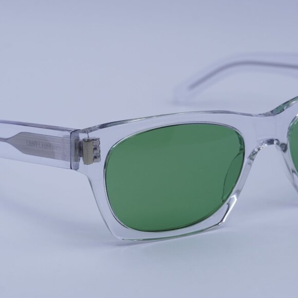 Saint Laurent SL402 008 Sunglasses Transparent Square Frame, Green Lenses - Picture 7 of 12